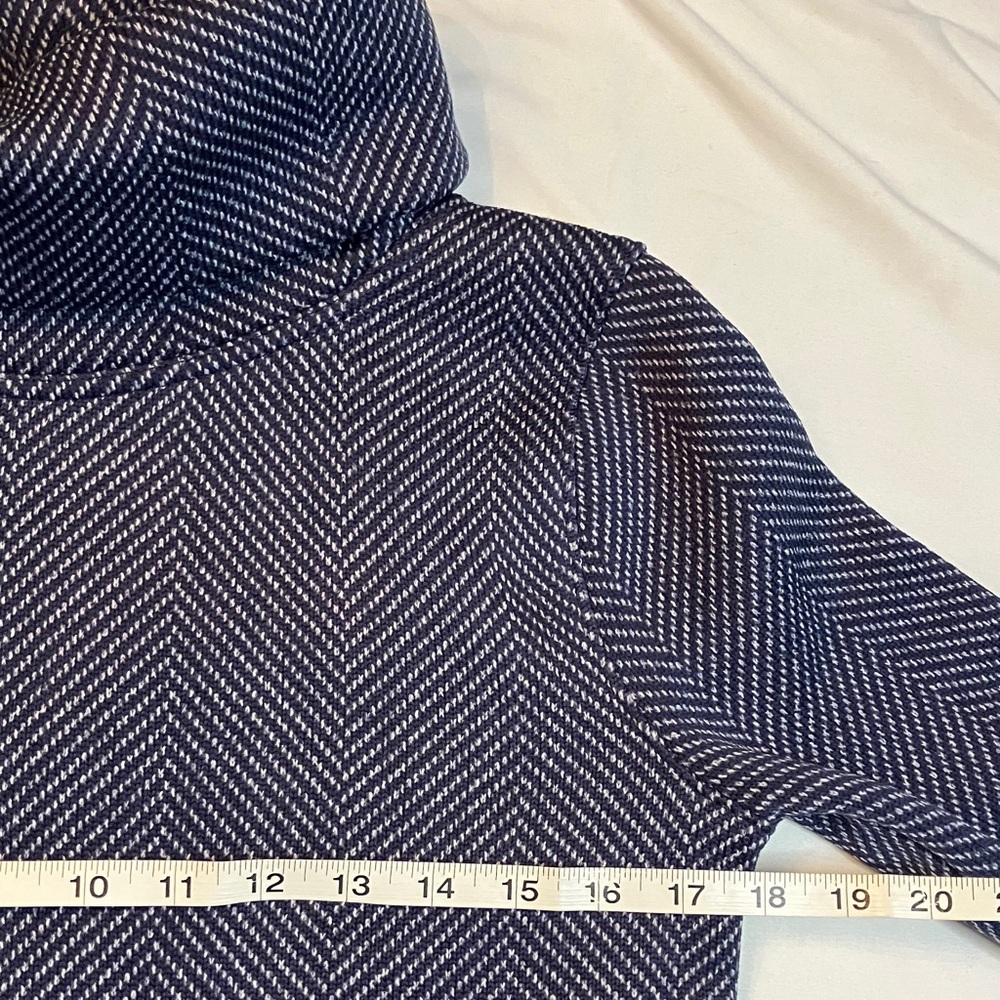 J. Crew Navy Herringbone Turtleneck Fleece Lined Top - Picture 3 of 6